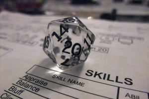 20 sided die on skill sheet 20 sided die on skill sheet