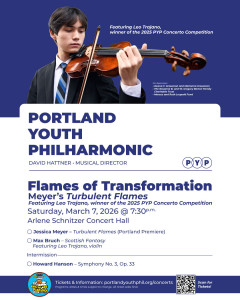 Poster for Portland Youth Philharmonic's Spring Concert "Flames of Transformation"