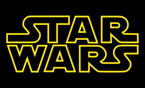 This image consists only of simple geometric shapes or text. It does not meet the threshold of originality needed for copyright protection, and is therefore in the public domain. https://commons.wikimedia.org/wiki/File:Star_Wars_Logo.svg