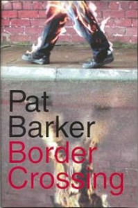 Border Crossing book cover with flaming legs walking and reflected in a puddle