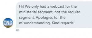 The CND never meant for that webcast to go out The CND never meant for that webcast to go out.