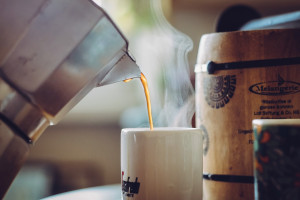 Pouring espresso