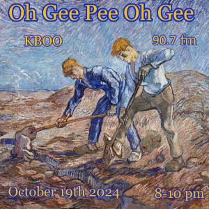 van gogh's color laden painting of diggers in a field, rendered with bright colors and deep textures of the impasto method