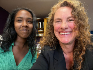 two women smiling