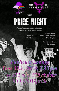 poster for a night of comedy, music, and activism