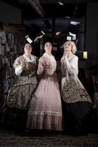 essi Walters plays Anne, Cassie Greer plays Charlotte and Morgan Cox plays Emily in Bag& Baggage’s ‘Bronte.’ essi Walters plays Anne, Cassie Greer plays Charlotte and Morgan Cox plays Emily in Bag& Baggage’s ‘Bronte.’