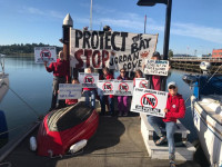 Action on the dock before Coos Bay FERC hearing June 2019