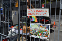 Drug policy reform protest outside UN headquarters, NYC, April 2016 Drug policy reform protest outside UN headquarters, NYC, April 2016