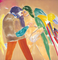LOS ANGELES no.26 (nose kiss), 2003, Oil on canvas, 36 x 36 inches, R. B. Kitaj Estate